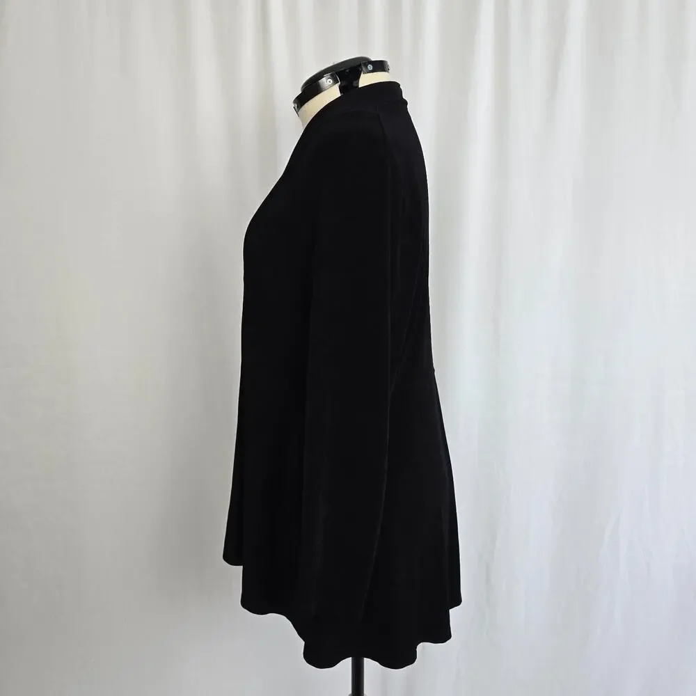 Chico's Open Cardigan Women's 16 / 18 Black Ruffles Long Sleeves